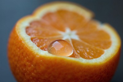 Orange slice with water droplet