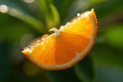 Fresh Sliced Orange with Dew Drops