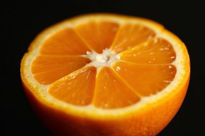 Sliced Orange on Black Background
