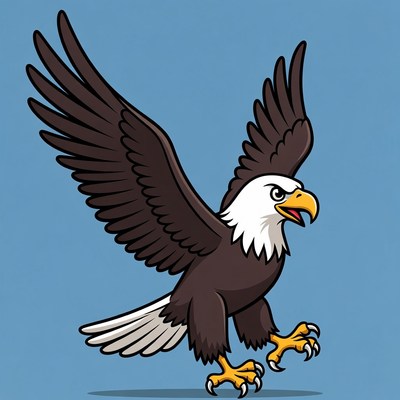 Cartoon bald eagle spreading wings