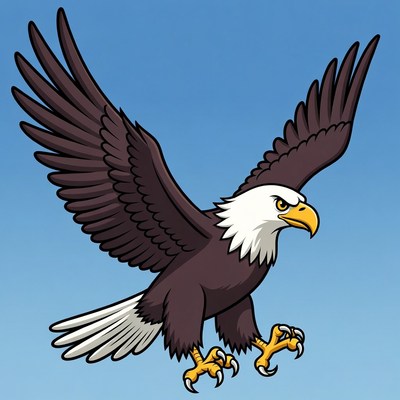 Bald eagle flying illustration