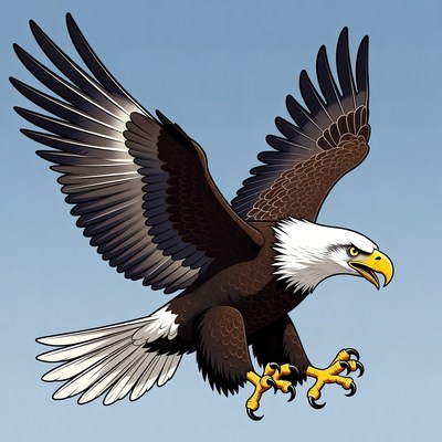 Bald Eagle Flying with Wings Spread