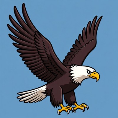 Bald eagle flying with wings spread