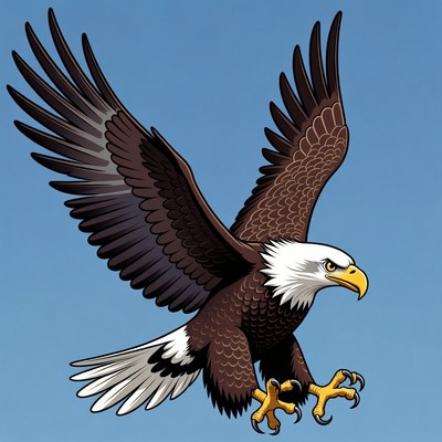 Bald eagle flying with wings spread