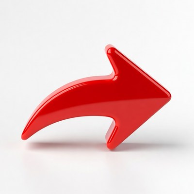 Red 3D Arrow on White