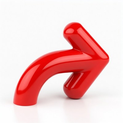3D Red Curved Arrow