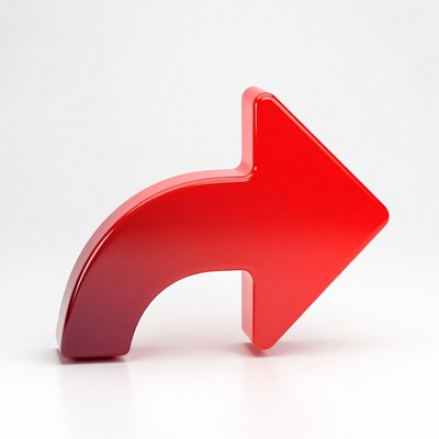 3D Red Curved Arrow