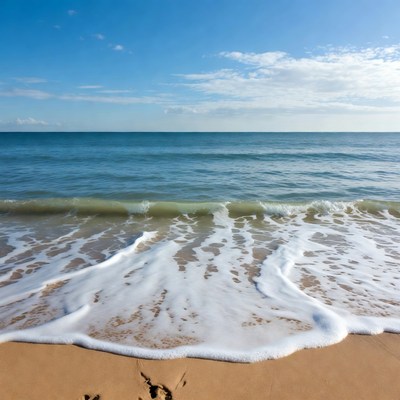Ocean Waves Crashing on Sandy Beach