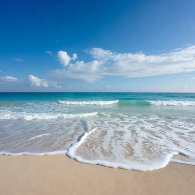 Sandy Beach with Turquoise Waves