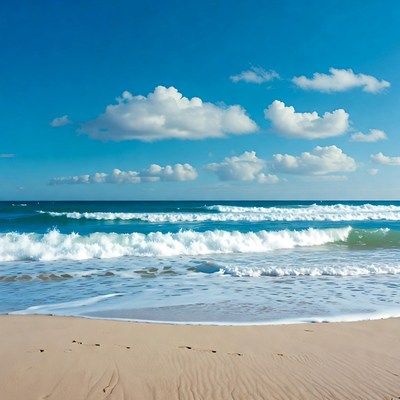Ocean Waves Crashing on Sandy Beach