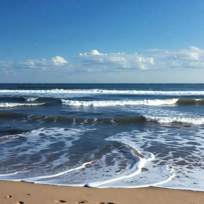 Ocean Waves Crashing on Sandy Beach