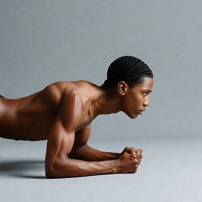 African-American man doing plank exercise