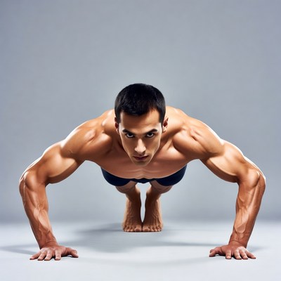 Muscular man doing push-ups