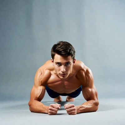 Muscular man doing push-up