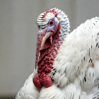 Closeup of white turkey head
