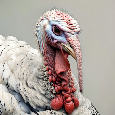 Close-up white turkey head