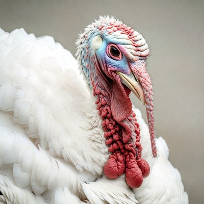 Close-up white turkey head