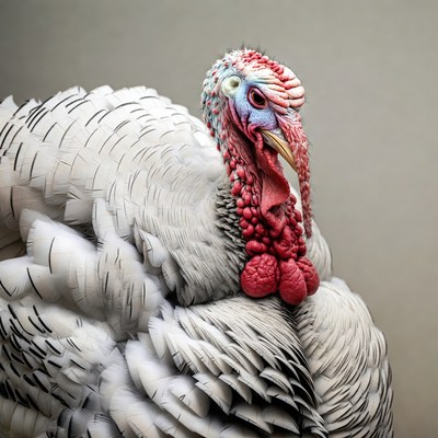 White turkey facing forward