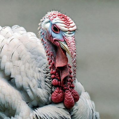 Closeup of white turkey head