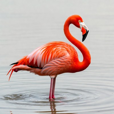 Flamingo standing in shallow water