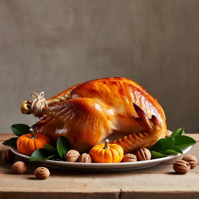 Roasted Turkey with Pumpkins and Walnuts