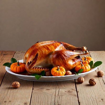 Roasted Turkey with Pumpkins
