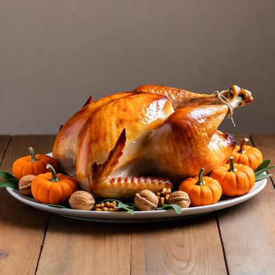 Roasted Turkey with Pumpkins