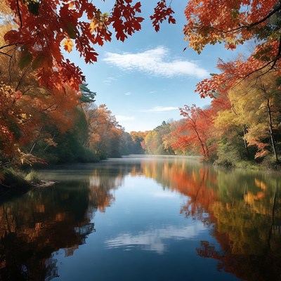 Autumn Trees Framing Reflective River