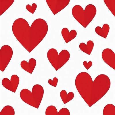 Red Paper Hearts Pattern Background