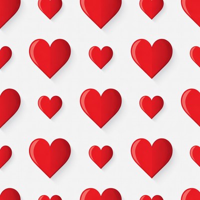 Red Hearts Pattern on White