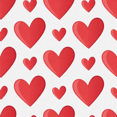 Red Hearts Pattern on White