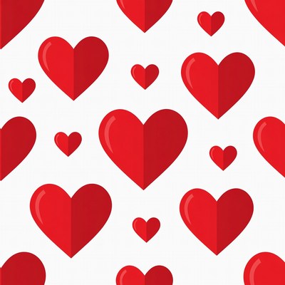 Red Paper Hearts Pattern