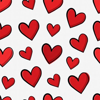 Red Hearts Pattern on White