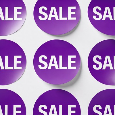 Purple SALE Stickers on White