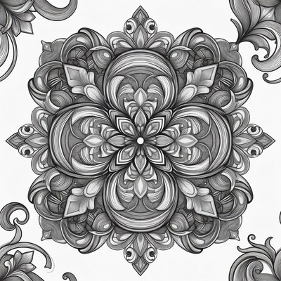 Ornate Black Floral Mandala