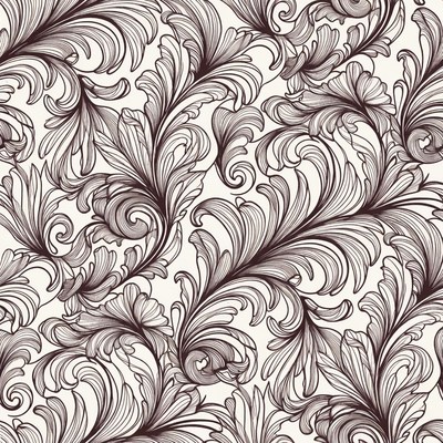 Elegant Ornate Leaf Seamless Pattern