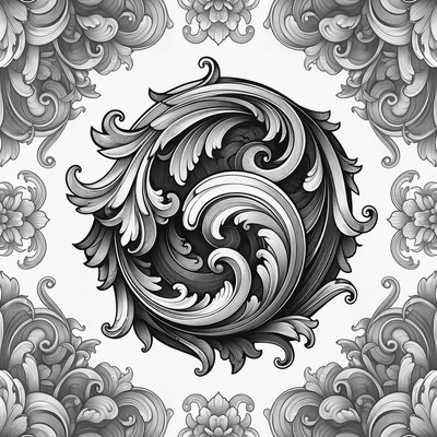 Ornate Black Floral Mandala Design