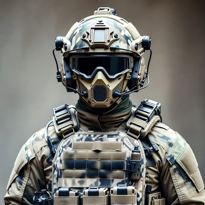 Soldier in Camouflage Tactical Gear