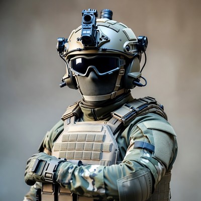 Soldier in tactical gear with arms crossed