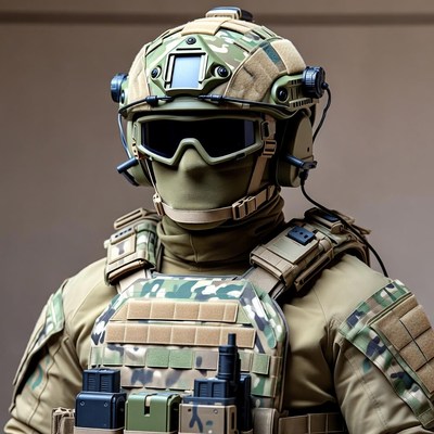 Soldier in Camouflage Tactical Gear