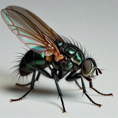 Closeup of green metallic house fly
