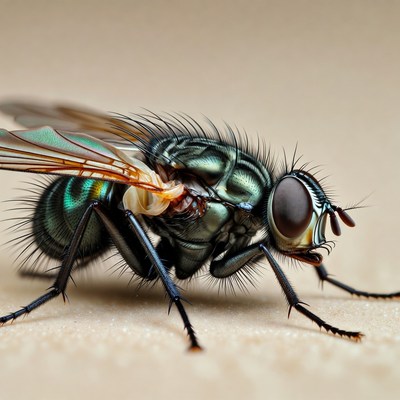 Green Bottle Fly laying eggs