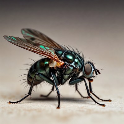Green Metallic Fly on Surface
