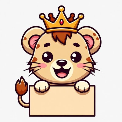 Cute Lion Holding Blank Sign