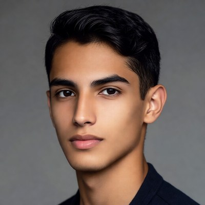 Young man with dark wavy hair