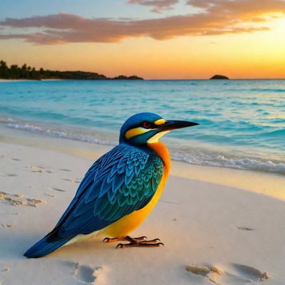 Kingfisher bird on tropical beach