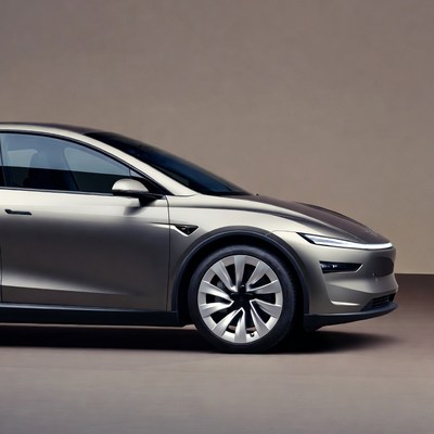 Silver Tesla Model Y SUV