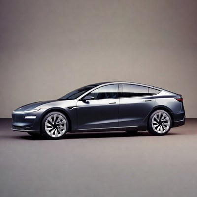 Silver Tesla Model 3 side view