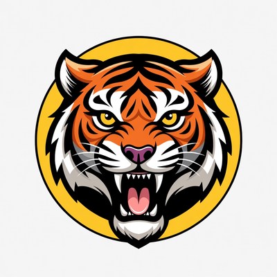 Roaring tiger head illustration
