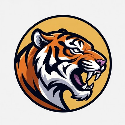 Roaring tiger head illustration